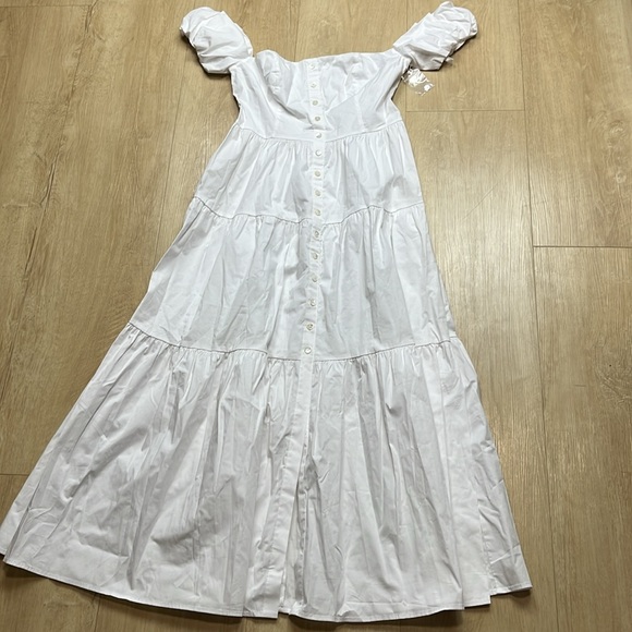 Staud White Elio Midi Dress, SIZE 6 1657 - Picture 5 of 9